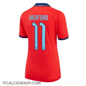 Inghilterra Marcus Rashford #11 Seconda Maglia Femmina Mondiali 2022 Manica Corta